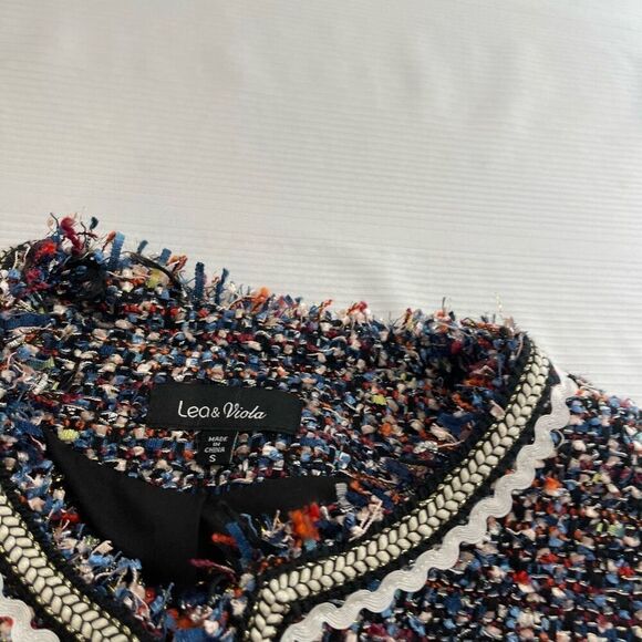 Lea & Viola Boucle Fringe Tassel Trim Jacket Size Small - Picture 3 of 9